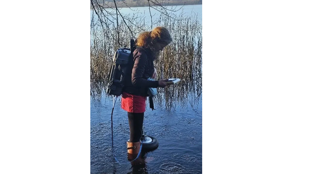 Fig 2. Gas flow measurement at Laacher See, Eifel (Bettina Strauch, GFZ)
