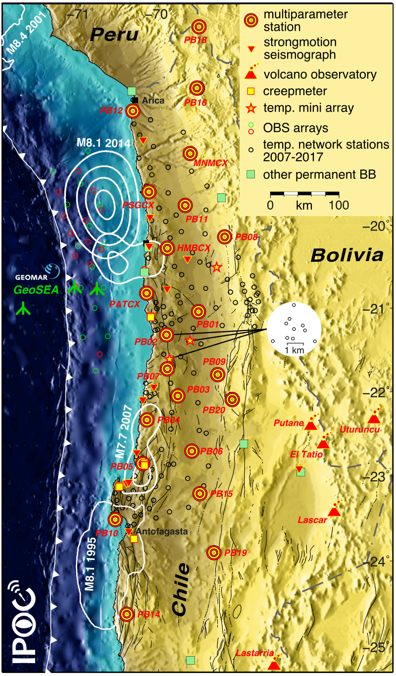 Fig 2. IPOC Stations | Overview  (GFZ)