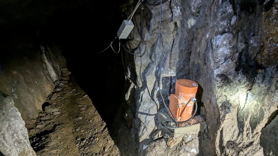 Fig 5. Seismometer installation in the tunnel near Bad Ems for monitoring earthquake activity in the Eifel and the Rhineland.